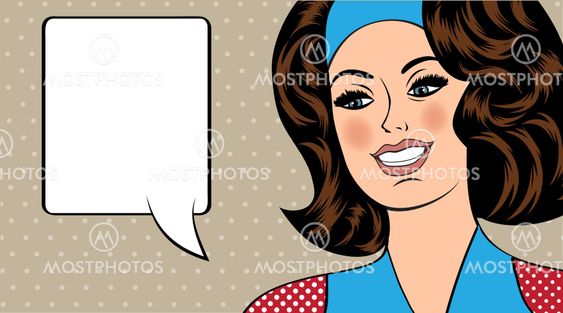 Pop Art illustration of girl with the speech bubble. Pop...