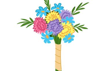 flowers bouquet wedding cartoon vector illustration
