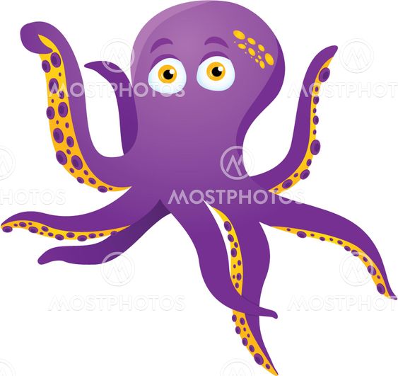 Purple Octopus Isolated on white