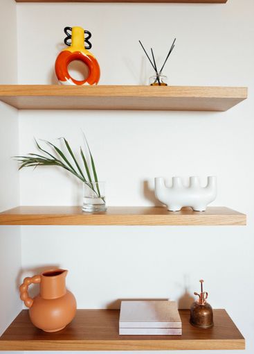 Details of a stylish home interior in close-up. Wooden...