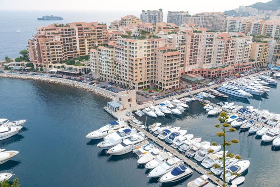 Aerial View on Monaco Harbor with Luxury Yachts, French...