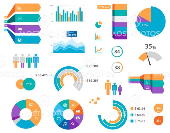 Vector Infographics Chart Labels And Icons