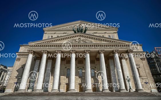 Bolshoi Theatre a historic theatre in Moscow, Russia, designed by architect Joseph Bove, which holds performances of ballet and opera. on August 09,2013 in Moscow,Russia