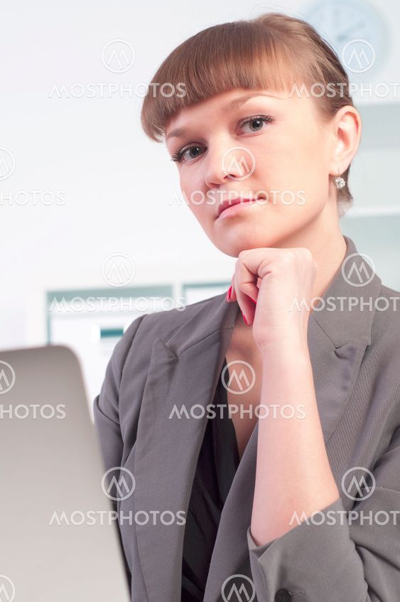 woman works in the office