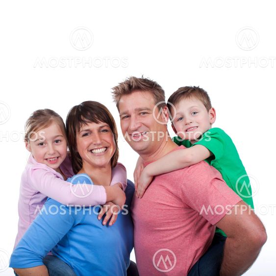 Happy family with two kids