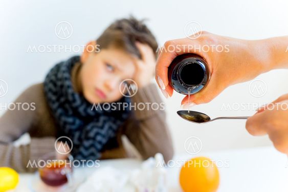Boy having flu