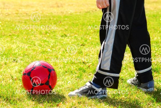 Playing soccer