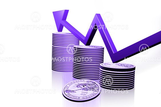 Business graph and gold coin