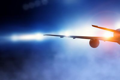 Airliner in night sky