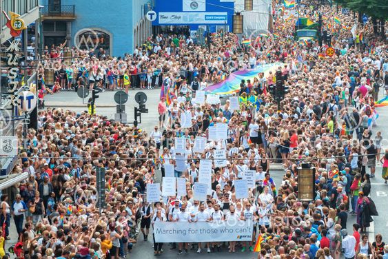 Pride parade in Stockholm and the parade going at...