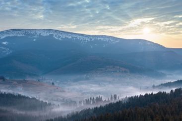 Early morning spring Carpathian mountains