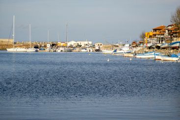Sunset panorama of the port of Sozopol, Bulgaria