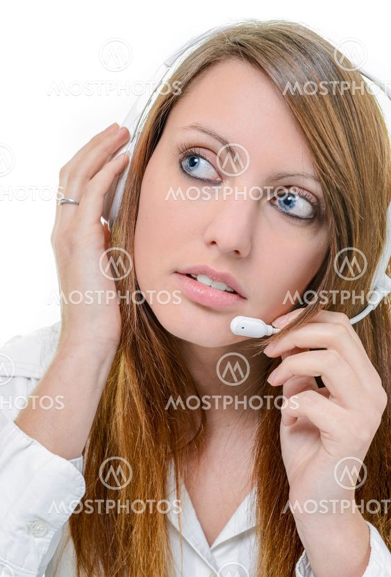 Nice woman with headphone isolated