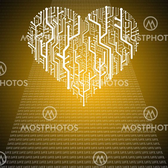 Circuit board in Heart shape, Technology background