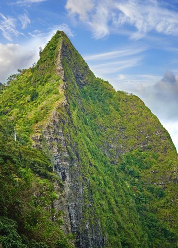 Mountain, jungle and landscape of forest with sky for...