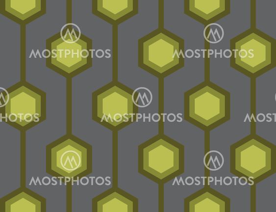 Retro Hexagons Green Seamless Tile