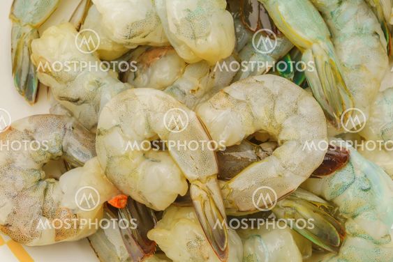 Close up of Raw shrimp .