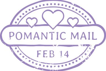 Lavender romantic mail stamp featuring three hearts and...