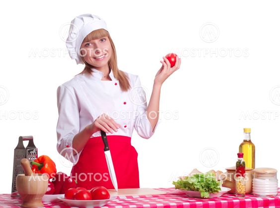 attractive woman cooking