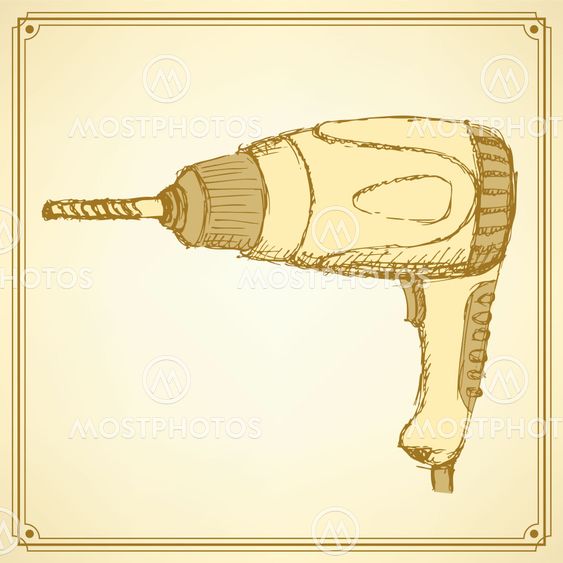 Sketch drill tool in vintage style
