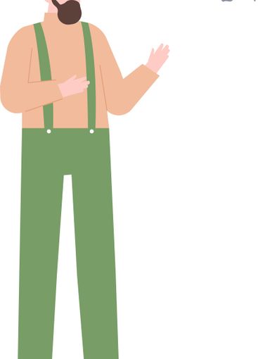 Full length vector illustration of a bearded man in...