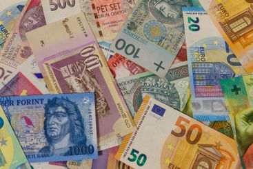 Background of currencies from different european countries