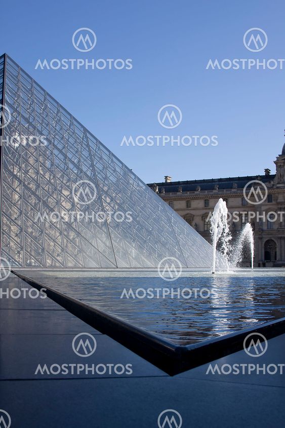 fountain in front of the Louvre