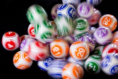 Colourful lottery balls in a machine