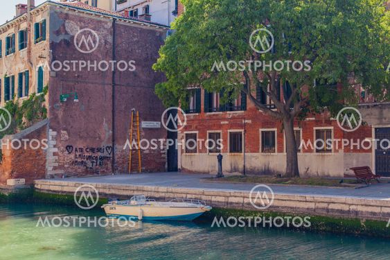 Venice canal with gondolas