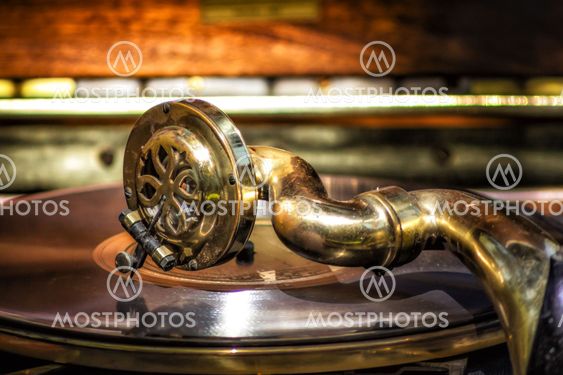 Vintage Phonograph Plays Music From By-Gone Era