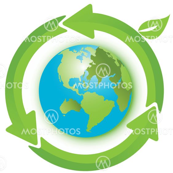 globe and green arrows
