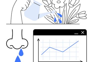 Growth and Seasonal Allergies Concept with Watering...