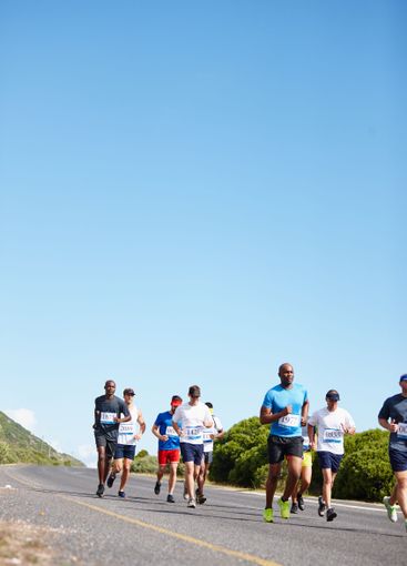 People, running competition and nature marathon for...