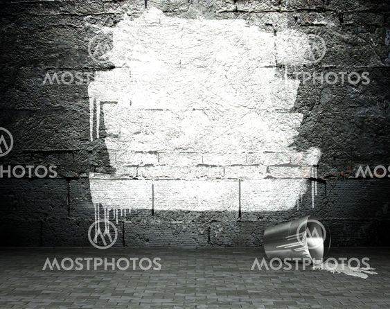 Graffiti wall with frame, street background