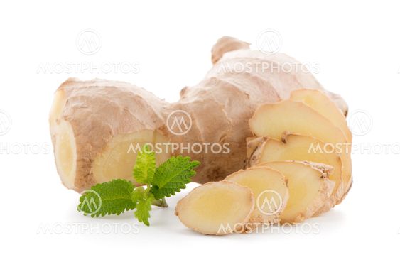 Ginger root on white