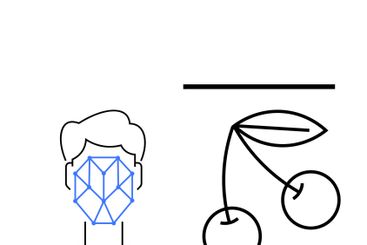 Face recognition scan with geometric pattern and cherry...