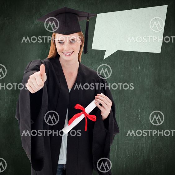 Composite image of teenage girl celebrating graduation...
