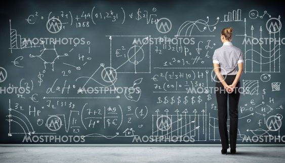 Business person against the blackboard