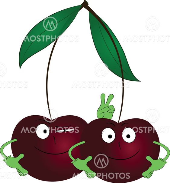 Two Cherries Cartoon Illust By Sergei Kostiuk Mostphotos