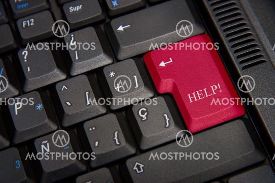 Keyboard of computer with a word Help