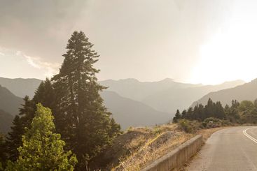 Road to the mountains near the village (Central Greece)