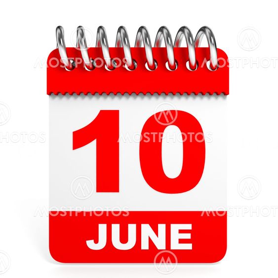 Calendar on white background. 10 June.