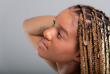 Close-up portrait of a beautiful brunette womans face...