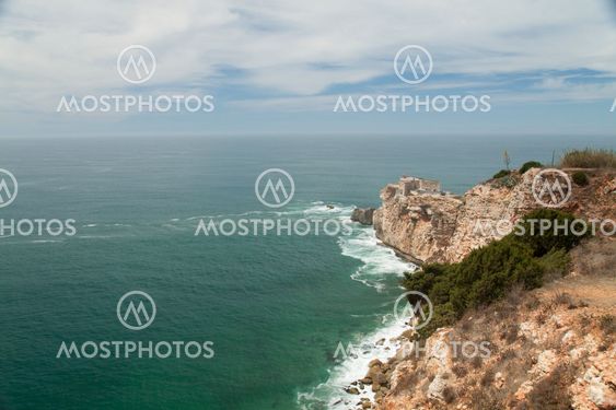 Nazare, Cliff and Lighthouse in Portugal