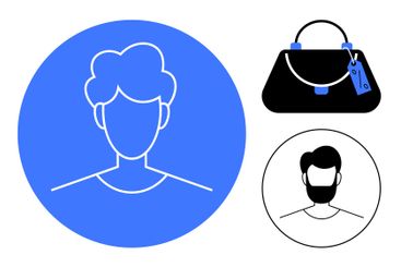 Gender-Neutral Avatar and Male Silhouette with a Handbag...