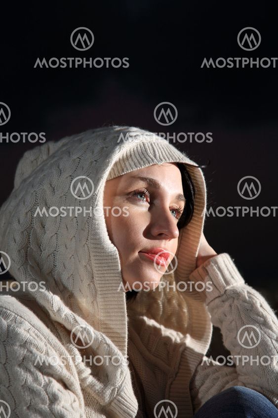 beautiful girl with knit top