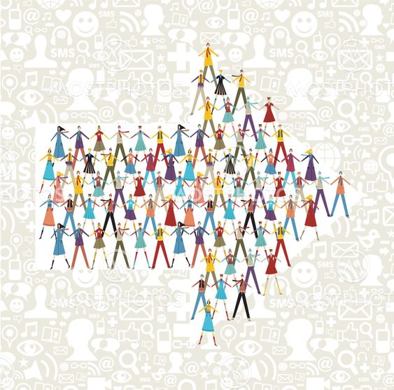 Social media people in arrow icon shape