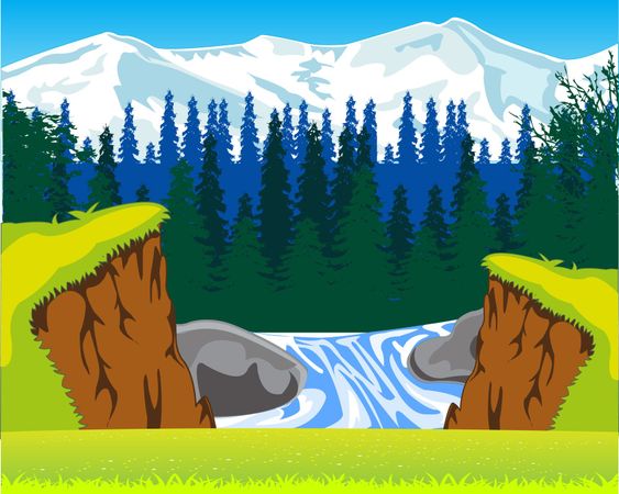Waterfall in wood