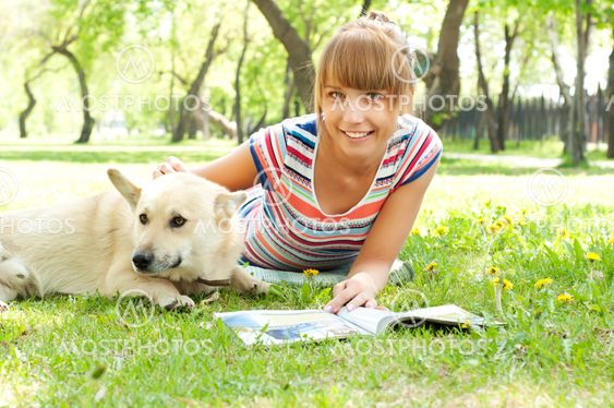 woman and dog