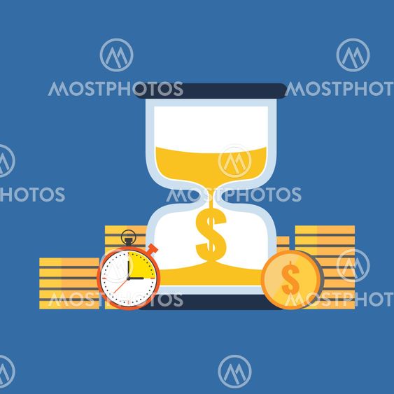 Time is money concept. Flat design stylish.